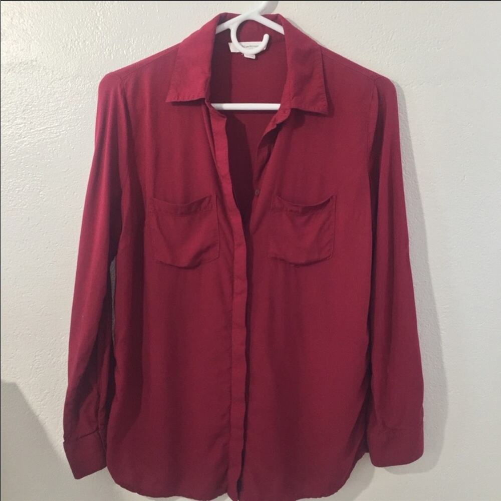 beachlunchlounge Wine Button Down Top Size XS